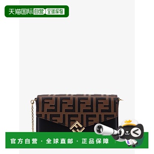 1h可退 香港直邮Fendi 芬迪 女士 FF Diamonds 钱包式链带皮革斜