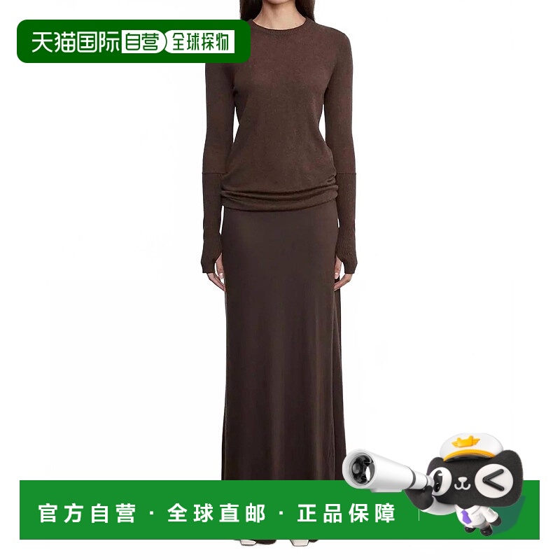 自营enza costaCashmere Bias Skirt In Dark Brown - dark brown