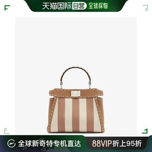 芬迪 女士 Fendi 香港直邮潮奢 Peekaboo迷你手袋Selleria和米色P