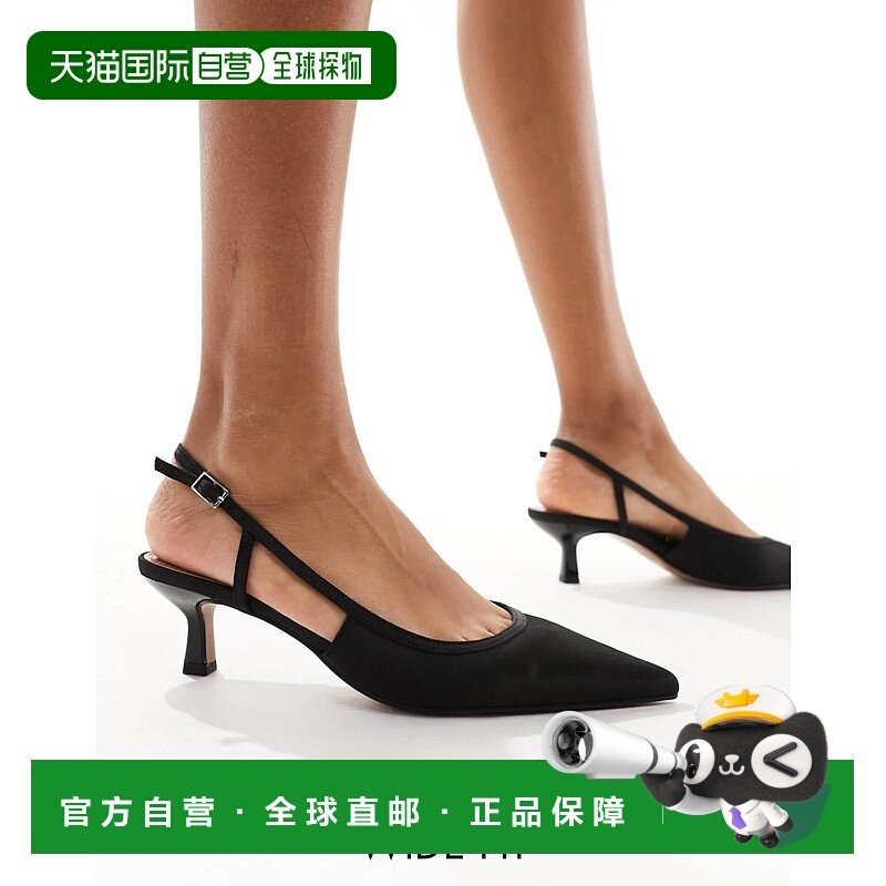1h可退 香港直邮ASOS 女士 Strut kitten 设计宽版露跟高跟鞋(黑)