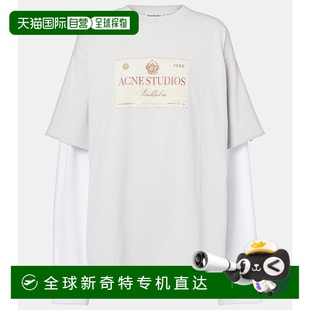 香港直邮潮奢 Studios 1h可退 Acne 徽标印花棉质针T 艾克妮 女士