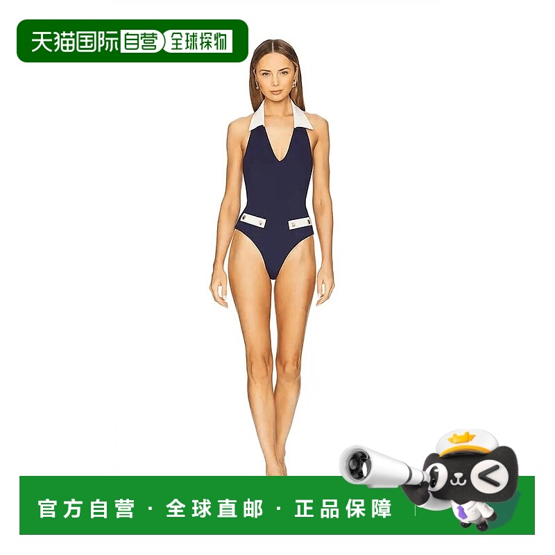 自营caroline constasAlva One Piece Swimsuit In Navy And Ivor
