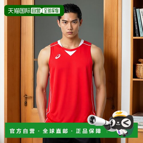 【日本直邮】ASICS 篮球比赛背心/无袖XB1355 红色/白色 男士 L