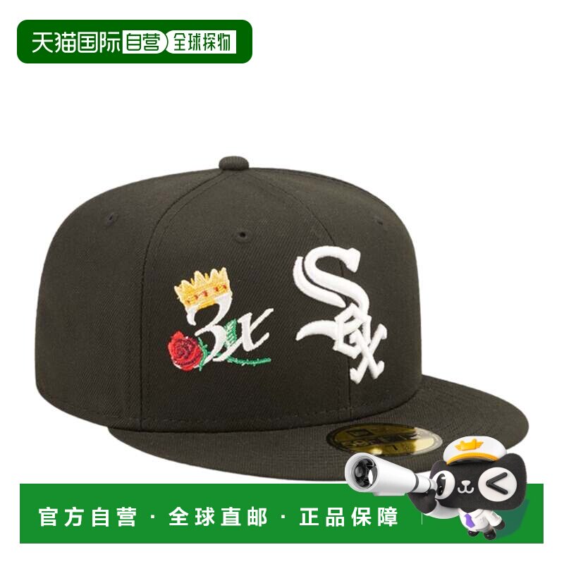 自营New Era 59Fifty MLB 芝加哥白袜队皇冠 3X 冠军黑色贴合帽子