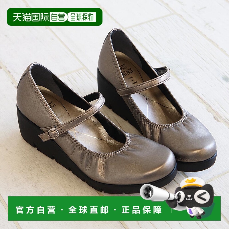 日本直邮First Contact 女士坡跟鞋配有 5.5 厘米宽的绑带穿着舒
