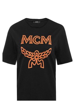 MCM/MCM LADY T-SHIRT S|黑色徽标印花短袖T恤MFT9AMM01