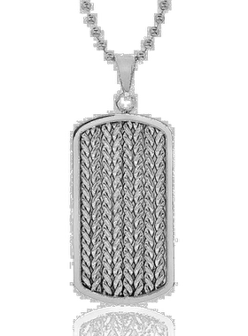 自营 Crucible Los Angeles 不锈钢电缆镶嵌狗牌吊坠 - 银 美国奥