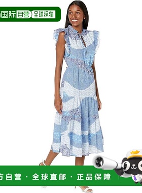 自营 Steve Madden连衣裙女式淡蓝色色块分层A线波西米亚JDM1022-