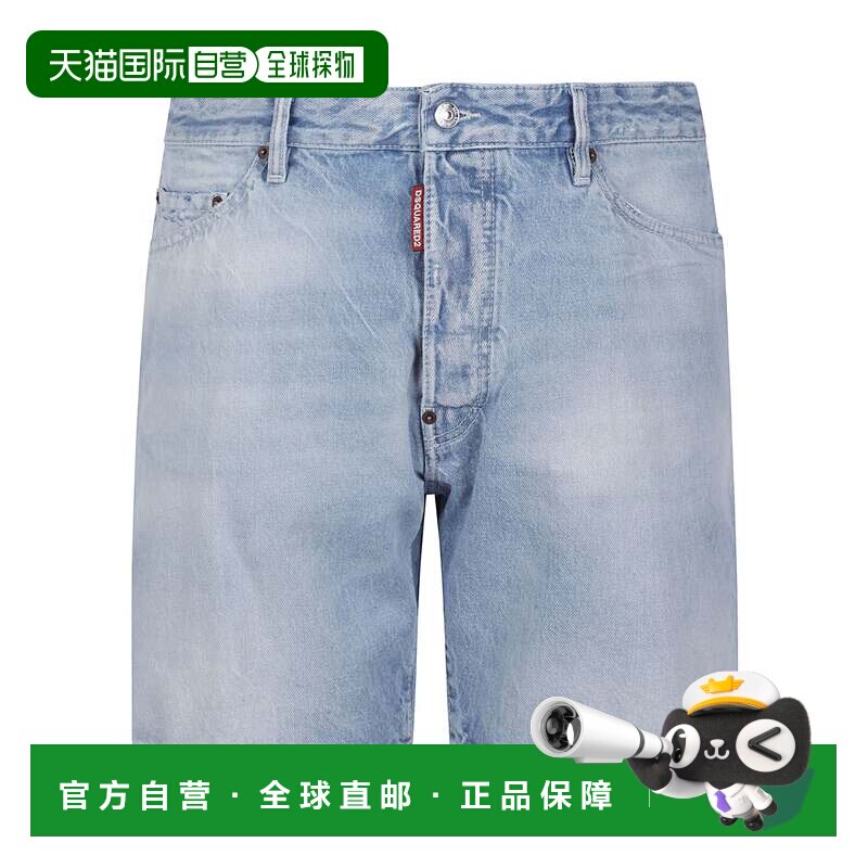 自营dsquared2浅色水洗棉牛仔短裤-蓝色 美国奥莱直发休闲裤图片
