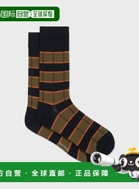 1h可退 日本直邮Paul Smith 男士 鲜艳撞色针拔条纹休闲袜 250629