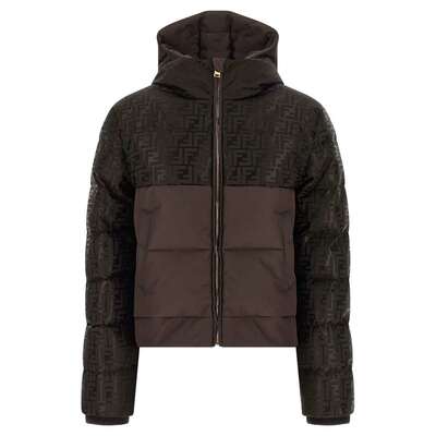 自营Fendi Women's Ff Nylon Down Jacket - brown 美国奥莱直发