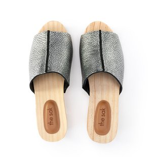 the sak【美国奥莱】直发 Ella 木底凉鞋 - 皮革 - 深银色