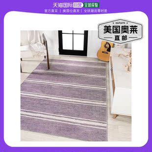 jonathan y Bande 仿旧 Ticking Stripe 可机洗薰衣草色/象牙色地