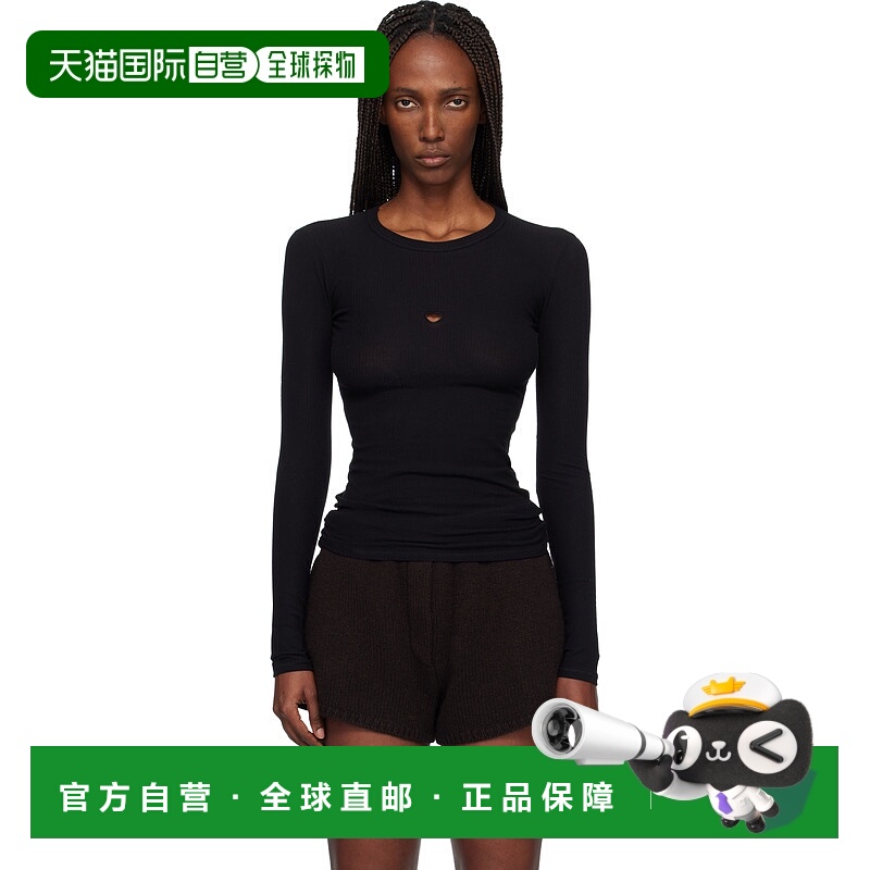 香港直邮潮奢 Baserange 女士 黑色 Heart 长袖 T 恤 TOHLSRB000