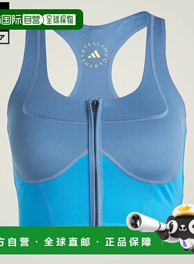 日本直邮 adidas 双色拉链短款上衣女士T恤[JP3171] 蓝色