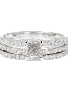 自营 vir jewels1/2 克拉半镶钻石新娘套装带 0.925 纯银尺寸 7 -