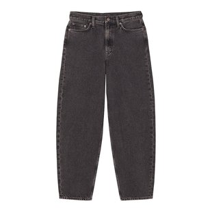 COS 24新款 女士黑色棉质锥形裤腿高腰裁剪九分牛仔裤