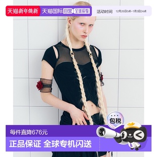 MESH 韩国直邮AS T恤CA25AST006BKF CALIE女士女装 EMBROIDERED