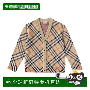 香港直邮Burberry 女童 1h可退 巴宝莉 格纹羊毛针织开衫 童装