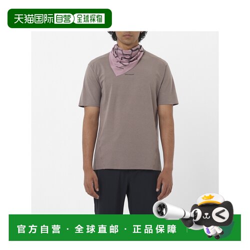 自营欧洲直邮Salomon萨洛蒙 TRACKLINE男士灰咖色聚酯纤维短袖T恤