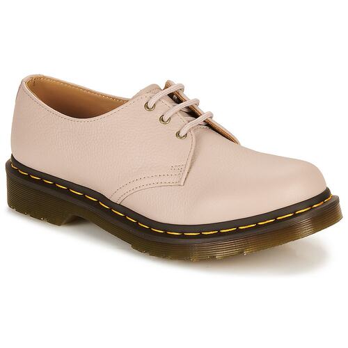 欧洲直邮dr. martens 女士粉色光面皮革平底3孔复古时尚马丁单鞋