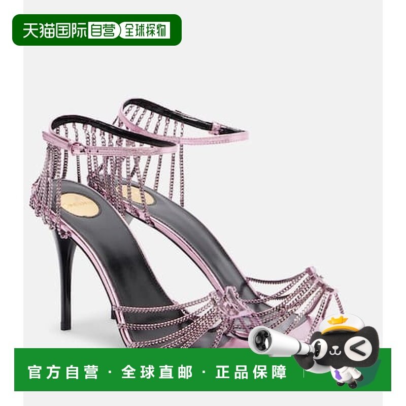 香港直邮Saint Laurent 圣罗兰 女士 Babylone 90 皮革边凉鞋