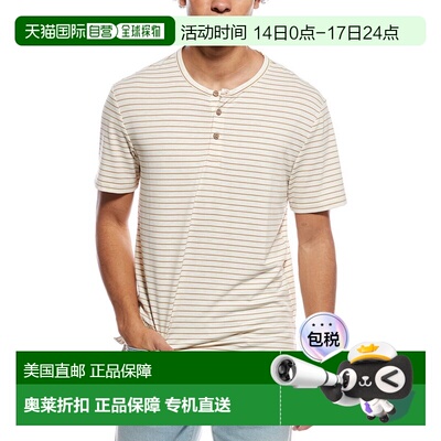 自营WEATHERPROOF VINTAGE Striped Henley Shirt - tan 美国奥莱