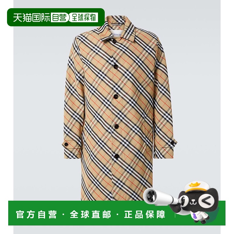 1h可退 香港直邮潮奢 Burberry 巴宝莉 男士 格纹大衣 beige米色