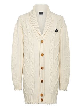 philipp plein【美国奥莱】直发 羊毛开衫 Skull&Bones - 白色