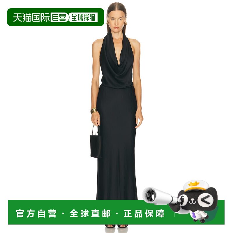 1h可退 香港直邮Staud 女士 Poppi 真丝连衣裙 R25F2141GR长裙
