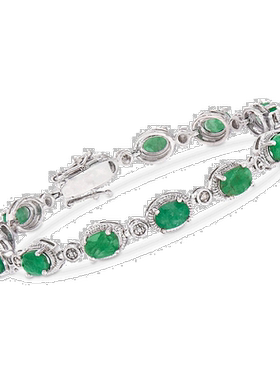 自营Ross-Simons Emerald Bracelet in Sterling Silver 8.25 in