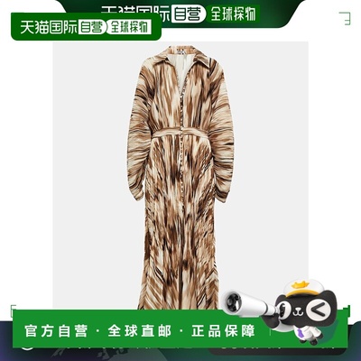 1h可退 香港直邮Simkhai 女士 Indiana 印花泡泡纱中长连衣裙 001