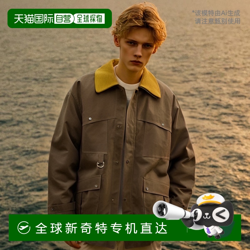 1h可退 香港直邮FENDI 男士夹克 FW1329ASC3F0GZ7 浅棕色 翻领长
