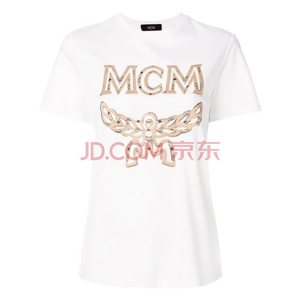 MCM/ 女装 品牌字母LOGO时尚百搭白色圆领女士短袖T恤MFT8SMM11