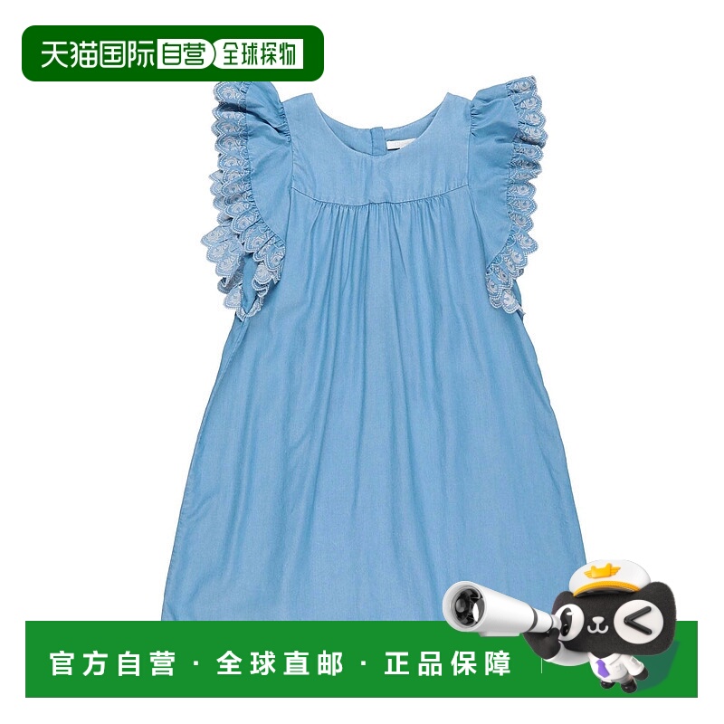 1h可退 香港直邮潮奢 Chloe 蔻依 女童 牛仔连衣裙童装 blue蓝色