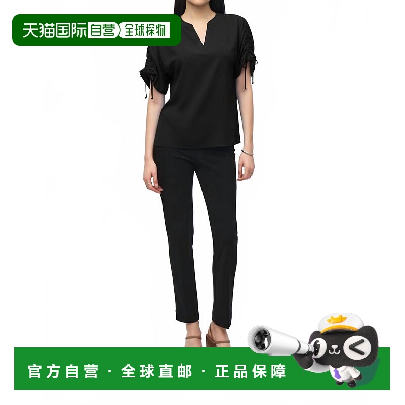 自营joseph ribkoffWoven Boxy Top In Black - black 美国奥莱直