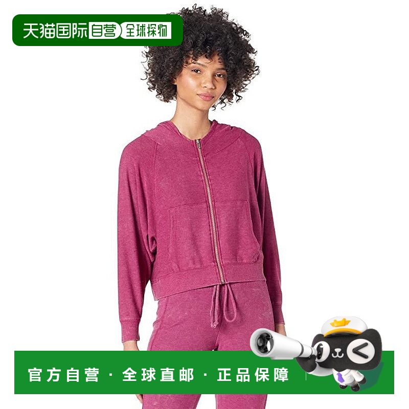 自营 Chaser Batwing连帽衫女式粉红色弹力长袖全拉链GBO188-粉红