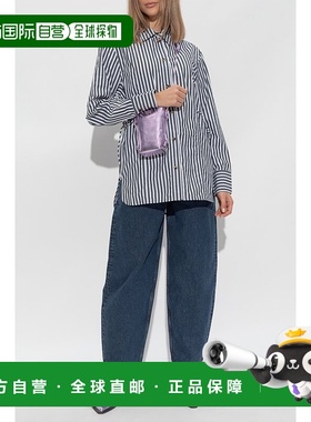 香港直邮GANNI 女士衬衫 W00966475099 SS2025 黑色 STRIPE OVERS