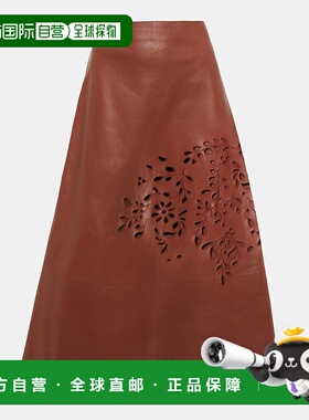 1h可退 香港直邮Chloe 蔻依 女士 激光切割皮革中长半身裙 000767