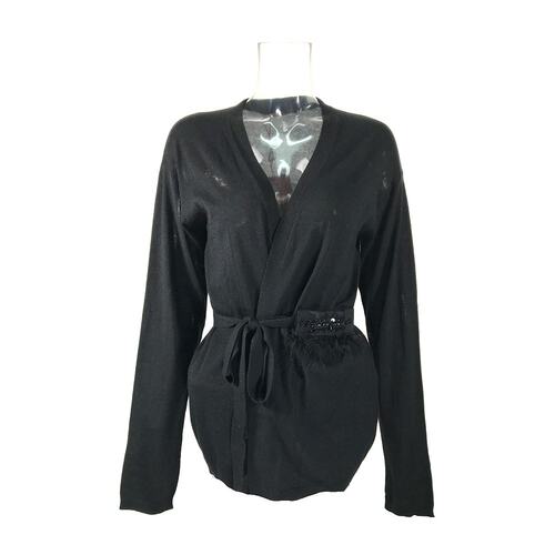 MAX MARA 女士针织毛衣 6341048706006 AW2021 黑色 长袖系带开衫