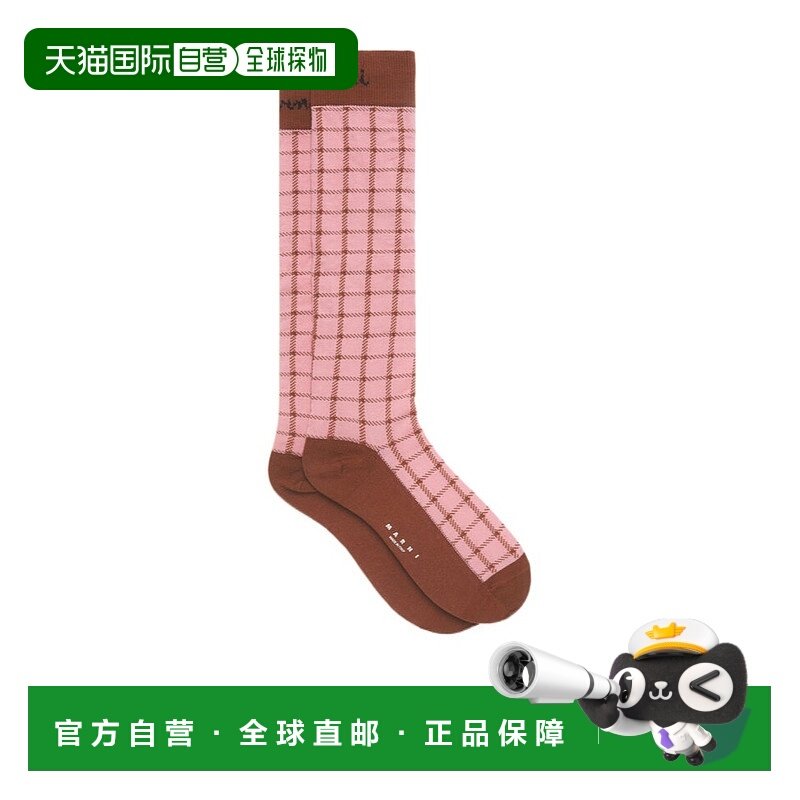 1h可退 香港直邮Marni 提花格纹棉袜 SKMC0213Q1UFC191