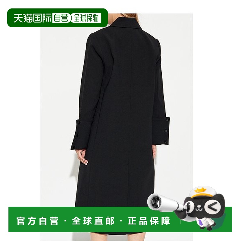 1h可退 香港直邮GANNI 女士外套 F9606099 黑色 单排扣大衣长袖