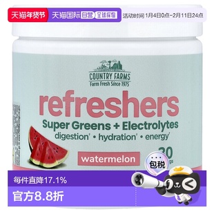 香港直邮Country Farms,Refreshers, Super Greens + Electrolyte