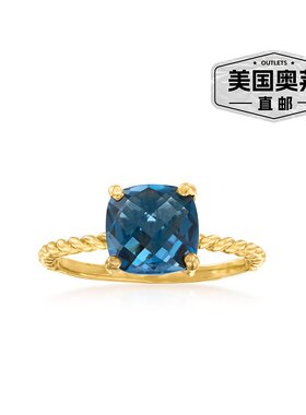 自营Ross-Simons London 蓝色托帕石扭纹戒指 18 克拉金 18 克拉