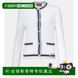 香港直邮Gucci 女士 1h可退 古驰 舒适时 棉质针织开衫 blue蓝色
