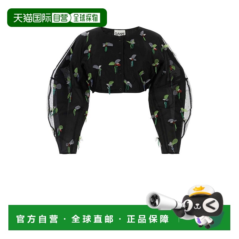 1h可退 香港直邮GANNI 女士衬衫 F7572099 SS2023 黑色