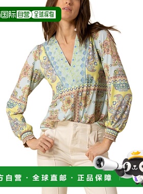 自营Hale Bob Silk & Linen-Blend Ailani Blouse - blue 美国奥