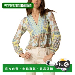 自营Hale Bob Silk & Linen-Blend Ailani Blouse - blue 美国奥