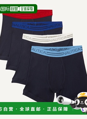 自营Nautica Mens Cotton Boxer Briefs, 4-Pack - peacoat 美国