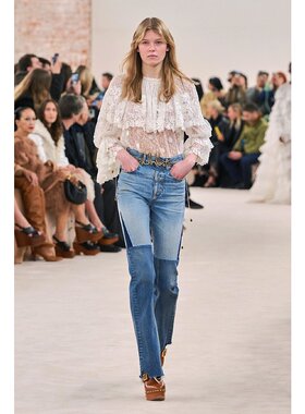 潮奢 Chloe 蔻依 女士 拼布牛仔裤 CH24WDP141594ZD